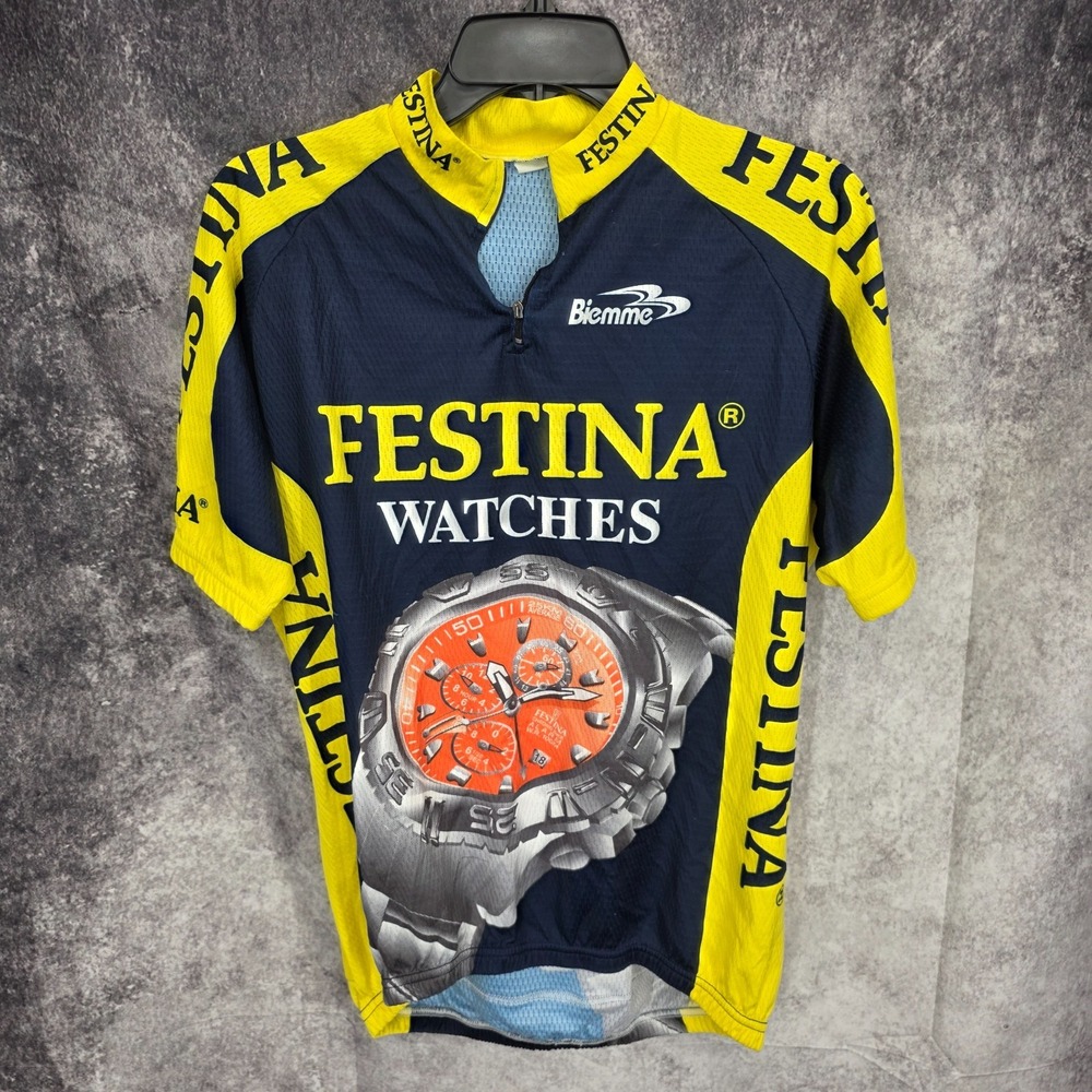 Biemme Cycling Jersey Mens‎ Large  Festina Watches Quarter Zip
